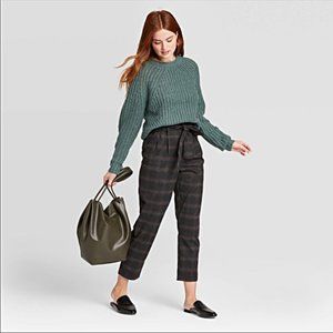 A NEW‎ DAY Green Chunky Knit Crop Sweater Sz S